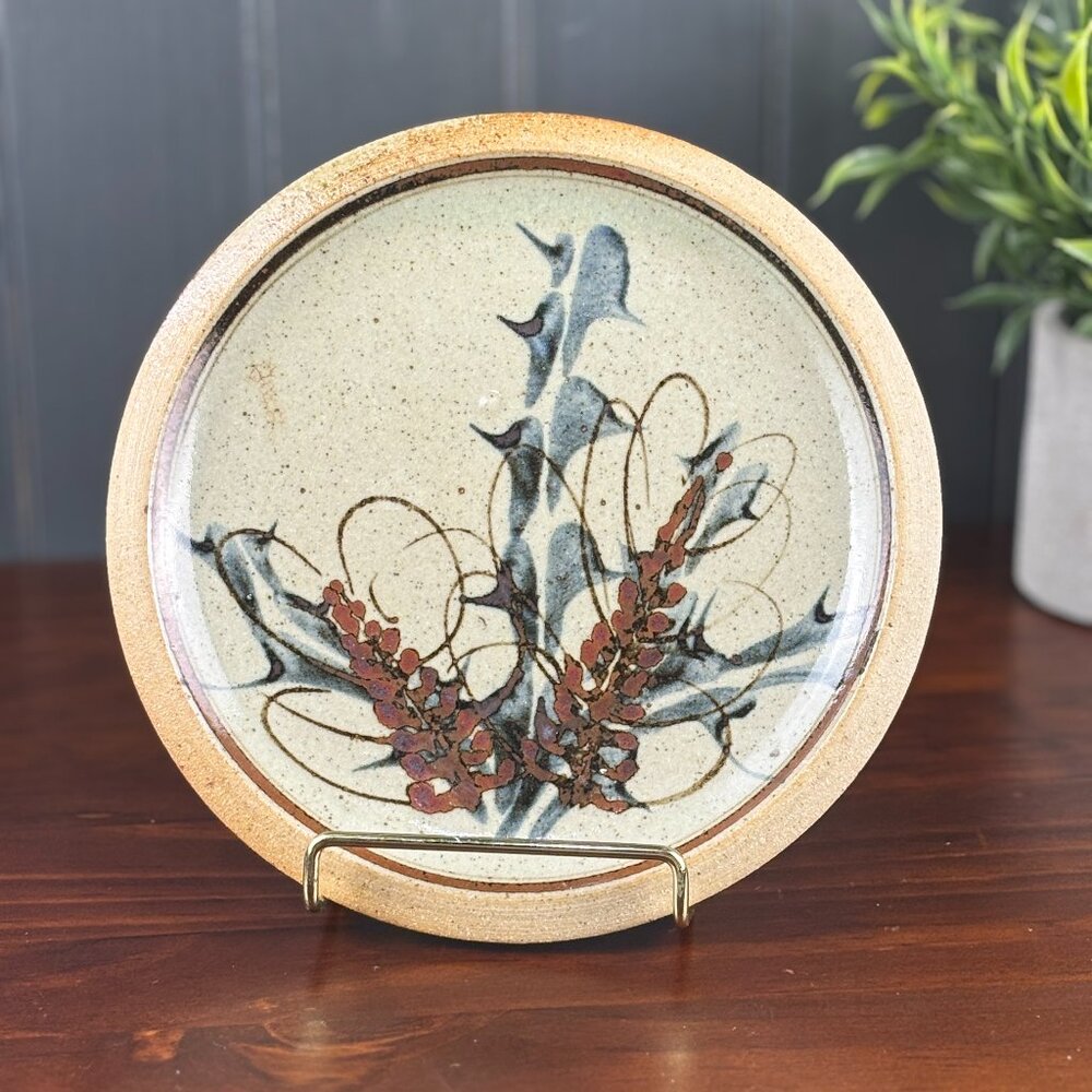 Signed Grant Finck Pottery Plate Australian Studio Ceramics Rustic Plant Saucer